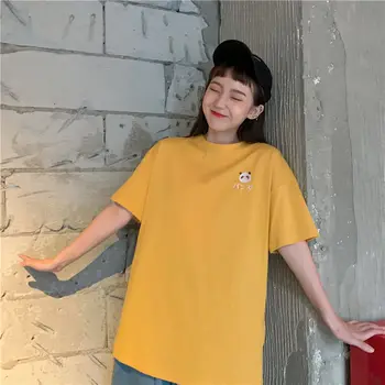 Femei cu Maneci Scurte T-shirt, Broderie Stil coreean Largi Ins Bf Populare Teuri Casual Moda All-meci Topuri Harajuku Chic Simplu