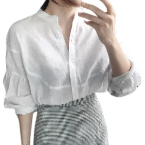Femei cămăși și bluze 2020 Feminin Bluza Top cu Maneci Lungi Casual Alb Guler de Turn-down OL Stil Femei Bluze Largi