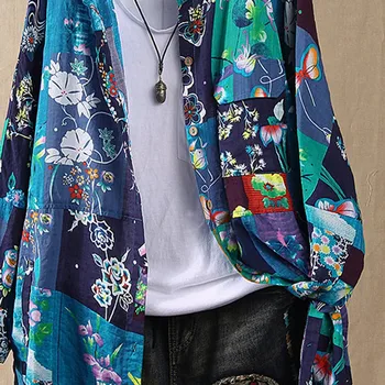 Femei de moda Cardigan Lung de Sus 2019 Toamna Liber Casual cu Maneca Lunga de Bumbac Și Lenjerie de Imprimare Cardigan Bluze femei bluza zomer