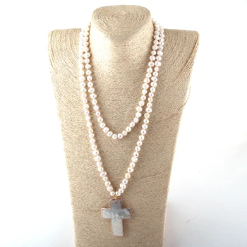 Femei de moda de Bijuterii Perla de 8-9mm Perle Înnodate de apă Dulce Pearl Shell Pandantiv Coliere
