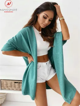 Femei de moda de Primăvară de Toamnă, Pulovere Cardigan V-Neck Maneca Lunga Culoare Solidă Subțire Tricotate Haină Lungă pentru Streetwear