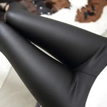 Femei de moda Doamnelor de Talie Mare Stretch-Fit Faux din Piele Formator de Piele Streetwear PU Pantaloni Mari elasticitatea Slăbire Pro U3T2