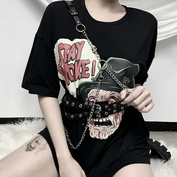 Femei de moda Lanț de Corp Centuri de Streetwear Negru Punk PU curea din Piele