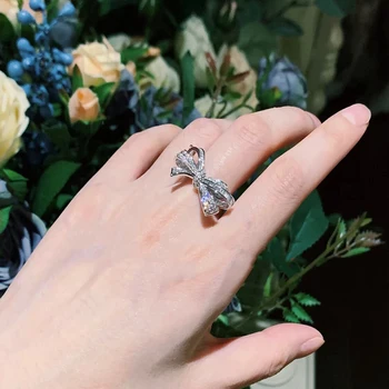 Femei de înaltă calitate S925 argint plin zircon papion inel de nod elegant de moda nobilă boutique cadou de Ziua Îndrăgostiților