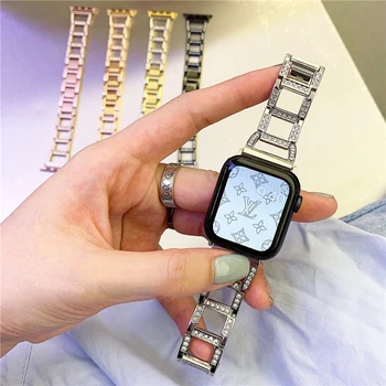 Femei Diamante curea Pentru Apple Watch 3 Band 44mm 42mm Watchbands kommer 5 4 2 1 curea de metal pentru Apple Watch 6 Curea de 38mm 40mm