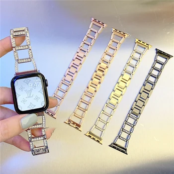 Femei Diamante curea Pentru Apple Watch 3 Band 44mm 42mm Watchbands kommer 5 4 2 1 curea de metal pentru Apple Watch 6 Curea de 38mm 40mm