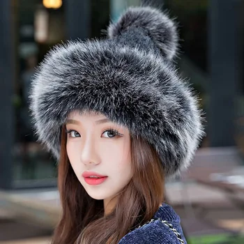 Femei Drăguț Pompom Tricotate Pălărie De Moda De Sex Feminin Gros De Iarna Cald Chelioși Capac Doamnelor În Aer Liber Ține De Cald Tricot Rusă Cazaci Pălărie