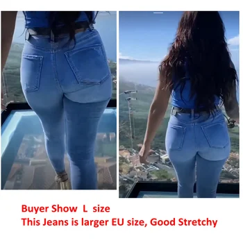 Femei Elastic Blugi cu Talia Inalta Fund Mare Solduri Jean Denim Pantaloni Pull Up Elastic Super Bun Stretch Elastic Jean ouc292a