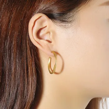 Femei Elegante de Bijuterii Twisted Hoop Cercei din metal de Aur din Oțel Inoxidabil Earing Femei Accesorii