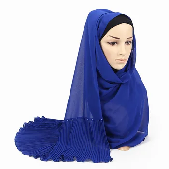 Femei Esarfa Musulman rid Hijabs Eșarfă Șifon Turban de Unghii Pearl Simplu hoofddoek Folie Musulman Cap Eșarfă hijab capace