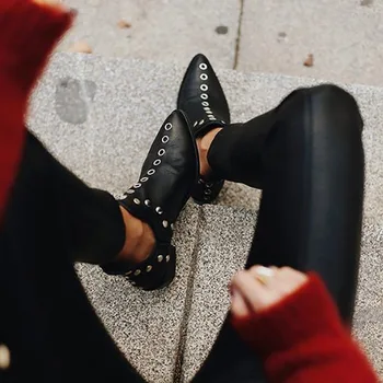 Femei Glezna Cizme de Iarna Sexy Degetul Ascutit Pantofi de Toamnă de Moda Împânzit Roman Chelsea Femei Cizme Scurte Plus Dimensiune Încălțăminte VT1535