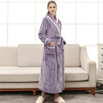 Femei Halate de baie Caldă de Iarnă Doamna Terry Sleepwear Moale Plus Dimensiune Solidă Maneca Lunga, Halate Pentru Femei Pufos Halat Kimono