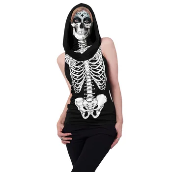 Femei Halloween Pulover Femei T-shirt Moale Respirabil Cadou Cool Fata de Capacul de Vară fără Mâneci Craniu 3d de Imprimare Topuri Casual
