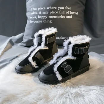 Femei Iarna Catarama Snow Boot 2020 Respirabil Plat Cald Glezna Cizme Talpa Groasă Și Moale Jos Bumbac Gril Scurt Cizme Cu Blana