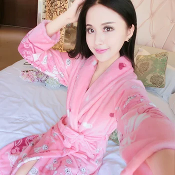 Femei Iarna Coral Fleece Cald Sleepwear Halat Kimono Rochie Lady Cămașă De Noapte Pijamale Flanel Maneca Lunga Homewear Acasă Cothing