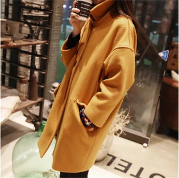 Femei Jacheta de Toamna-iarna Versiunea coreeană de Moda de Mari dimensiuni Femei Rever Tweed Palton Lung de Lână Palton paltoane femei