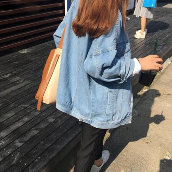 Femei jachete din Denim Harajuku Retro Solide în Vrac Buzunare Femei Sacou Simplu de Agrement, Toate-meci Trendy Stil coreean Chic Feminin