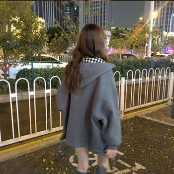 Femei jachete Supradimensionate Harajuku Streetwear Sacou Carouri cu Glugă Șic Uza topuri Haine Casual Pierde plus dimensiunea îmbrăcăminte