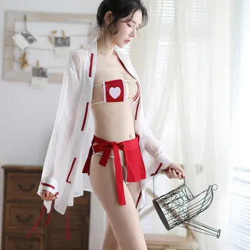 Femei Japoneze Vrăjitoare Cosplay Lenjerie Anime Uniforma Sexy Strappy Set de Bikini sex fusta sexy uniformă de poliție