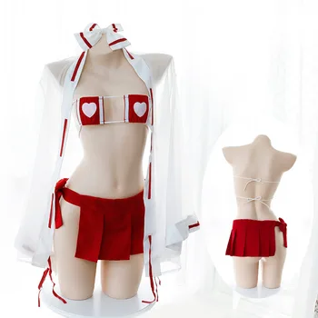 Femei Japoneze Vrăjitoare Cosplay Lenjerie Anime Uniforma Sexy Strappy Set de Bikini sex fusta sexy uniformă de poliție
