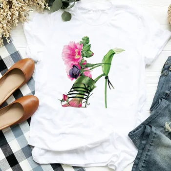 Femei Lady Florale Pantofi Casual de Îmbrăcăminte Camisas Mujer de Imprimare Doamnelor T Tee pentru Femei Tricou Haine Tricou Femei Top Graphic T-shirt