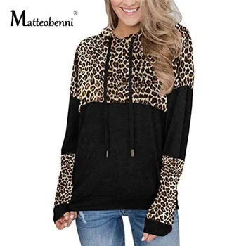 Femei Leopard Print Hoodie Jachete De Toamna Cu Maneca Lunga Pulover Supradimensionat De Iarnă Liber Casual Casual Cu Gluga Top Streetwear