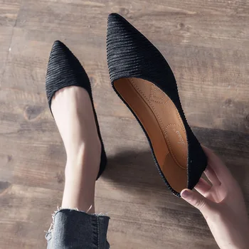 Femei Pantofi 2019 Primavara/Toamna Apartamente Noi de Moda Elegant Balerini Solid Subliniat Slip-on Superficial Respirabil Plus Dimensiune 33-43