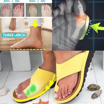 Femei Pantofi De Piele Confortabil Platforma De Plat Unic Doamnelor Casual Moi Degetul Mare Picior De Corecție Sandale Ortopedice Inflamație La Picior Corector