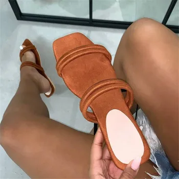 Femei Papuci De Casă Deget De La Picior Pătrat De Plajă De Vară Diapozitive, Flip Flops În Aer Liber Casual Pantofi Plat Femeie Solidă Diapozitive Plus Dimensiune Sandale Papuci