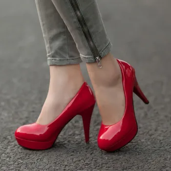 Femei pe tocuri înalte de moda tocuri de piele femei pantofi a subliniat rochie de femei de mari dimensiuni pantofi 34 -42