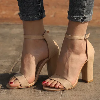 Femei Pompe Fahion Peep Toe Sandale Cu Toc Pentru Femei Pantofi De Vara Catarama Curea Casual Pompe Pantofi Femei Plus Dimensiune 34-43