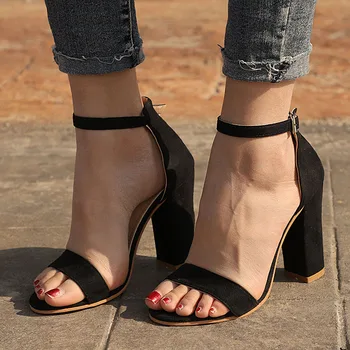 Femei Pompe Fahion Peep Toe Sandale Cu Toc Pentru Femei Pantofi De Vara Catarama Curea Casual Pompe Pantofi Femei Plus Dimensiune 34-43