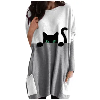 Femei pulover 2020 Moda Femei Tipărite Cat de Mari Dimensiuni Maneca Lunga Pulover Casual Pulover Cald Pisica Drăguț Pulover de Sus