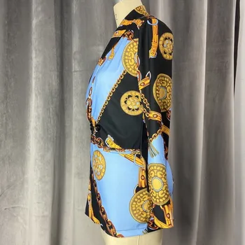 Femei Sacou Rochii Mini Mozaic Imprimat Cu Maneci Lungi Elegante, Sexy V-Neck Doamne De Birou Elegant Din Africa De Sex Feminin Nou 2021 Haine