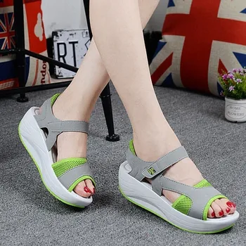 Femei Sandale cu Platforma Pantofi 2019 Pene de Leagăn Pantofi Casual, Confortabile, Non-alunecare de Respirabil Ochiurilor Doamnelor Pantofi Open Toe Sandale
