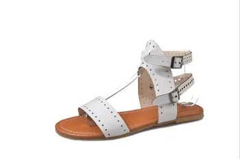 Femei Sandale Plate Gladiator Sandale Din Piele Pantofi De Vara Pentru Femeie Roma Stil Dublu Cataramă Casual Plaja Sandles Plus Dimensiune 35-43