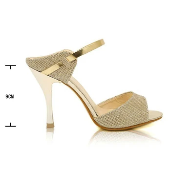 Femei Sandale Tocuri Înalte De Moda Femei Sheos Aur Cataramă De Argint Doamnelor Pantofi De Vară Comfort Feminin Sandalias Plus Dimensiune