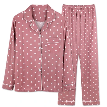 Femei Seturi de Pijamale Confort cămașă de Noapte KawaiiTurn-jos Gât Tricou+Pantaloni Maneca Lunga, Pijamale Primavara Toamna Femei Uzura Acasă