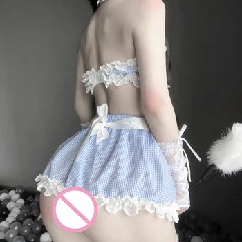 Femei Sexy Fete Lolita Maid Dress Costume Set De Lenjerie Erotica Drăguț Volane De Dantela Kawaii Babydoll Cosplay Exotice Seturi
