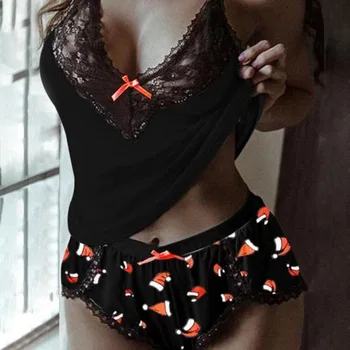 Femei Sexy Pijamale Seturi 2020 Elegant Lace V-Neck Pijama Fără Mâneci Roz Dulce Se Potriveste Doamnelor Moda De Imprimare De Origine Sleepwear Costum