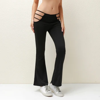 Femei Sexy Taie Pantaloni culoare solidă Slim Fitness Pantaloni de bumbac Gol Afară de Semnalizare Pantaloni Streetwear
