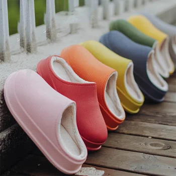 Femei Slip Pe De Pluș Papuci Doamnelor Platforma Impermeabil Din Pvc Papuci De Sex Feminin În Aer Liber, Moda Pantofi Pentru Femeie Încălțăminte De Culoare Solidă