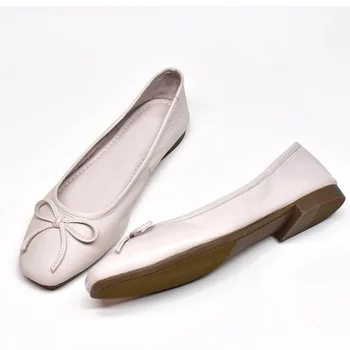 Femei Square Toe, Fundita Europeană Stil American Lady Microfibra Dimensiuni Mari 34-45 Plat Haimana Pantofi de Balet Flattie Slip-On Rosu