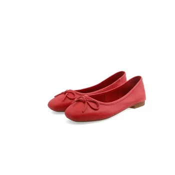 Femei Square Toe, Fundita Europeană Stil American Lady Microfibra Dimensiuni Mari 34-45 Plat Haimana Pantofi de Balet Flattie Slip-On Rosu