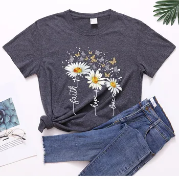 Femei T-shirt Femme Graphic Tee Shirt Print cu Maneci Scurte Crizantema Fluture de Vară Casual pentru Doamna 2020 O-gât Unisex