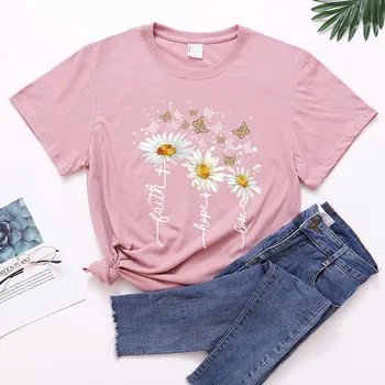 Femei T-shirt Femme Graphic Tee Shirt Print cu Maneci Scurte Crizantema Fluture de Vară Casual pentru Doamna 2020 O-gât Unisex