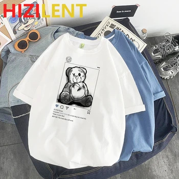 Femei T-Shirt Harajuku Ping Amuzant Desen Urs de Imprimare Tricou Maneca Scurta Mare Libertate Hip Hop Casual Femei T-Shirt Haina Topuri