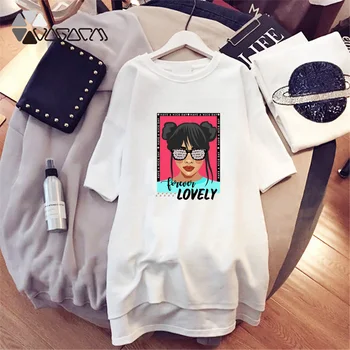 Femei T-Shirt Rochii Supradimensionate Vrac Moda Fată De Desene Animate De Imprimare Maneci Scurte Rotund Gat Harajuku Petrecere Club De Vară Vestidos Halat