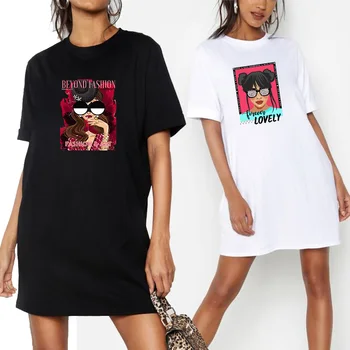 Femei T-Shirt Rochii Supradimensionate Vrac Moda Fată De Desene Animate De Imprimare Maneci Scurte Rotund Gat Harajuku Petrecere Club De Vară Vestidos Halat