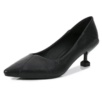 Femei Toc Stiletto 2020 Primăvara și Toamna Noi Toate-meci Sexy Pantofi Singur Lucru Profesionist Pantofi Negru Mic din Piele Pantofi